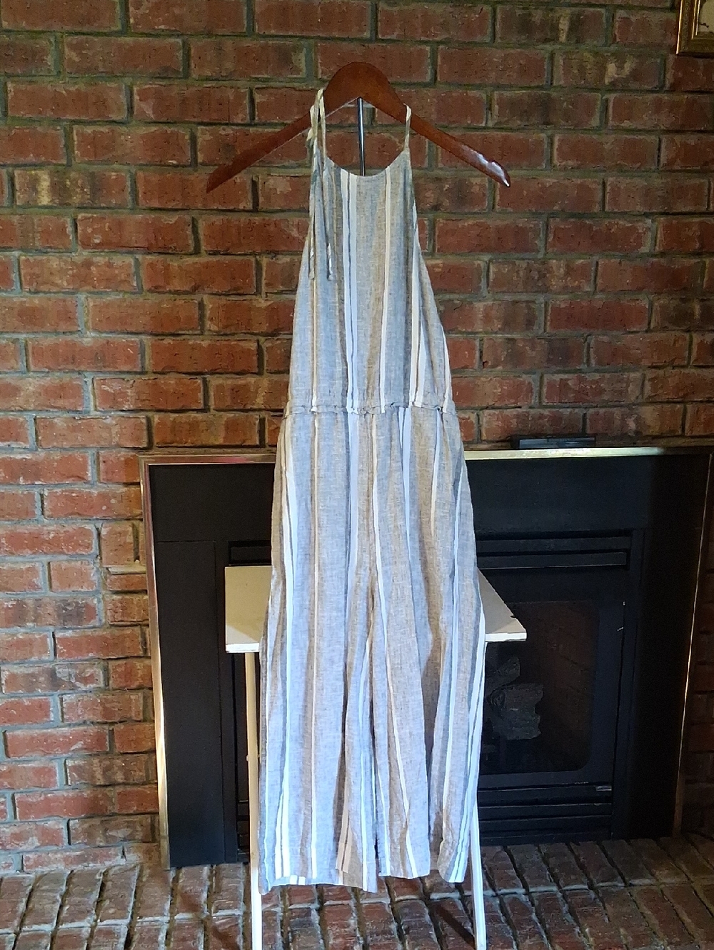 cloth & stone Gray and White Striped Wide-Leg Jumpsuit